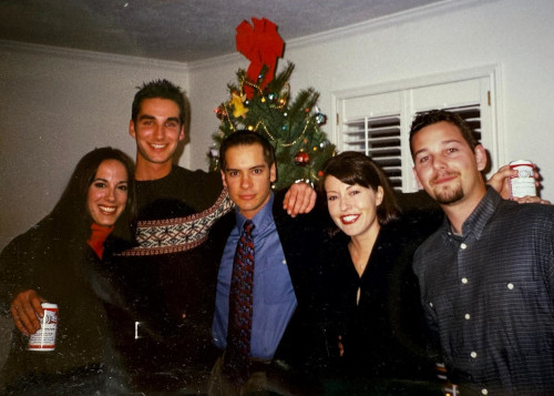 My roommate is the tall fellow in the photo, standing beside his sister. I'm the guy on the far right.